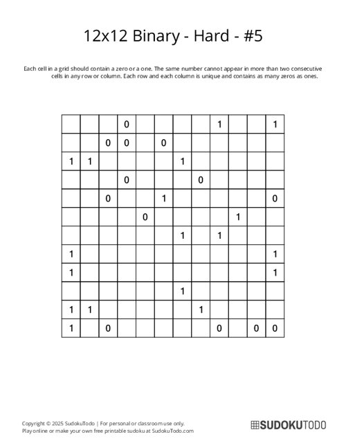 12x12 Binary - Hard - 5