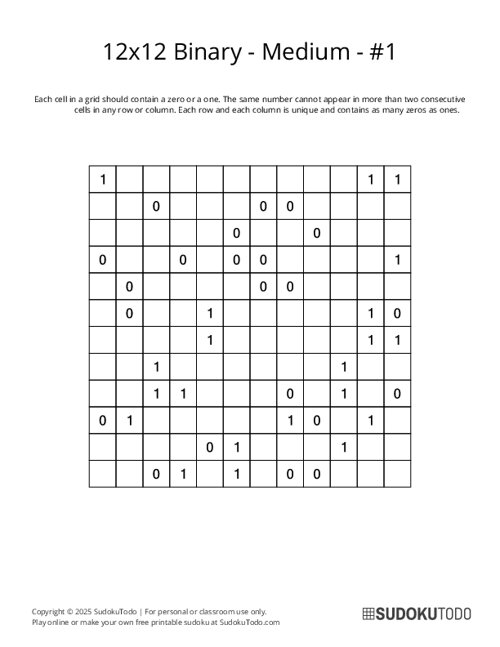 12x12 Binary - Medium - 1