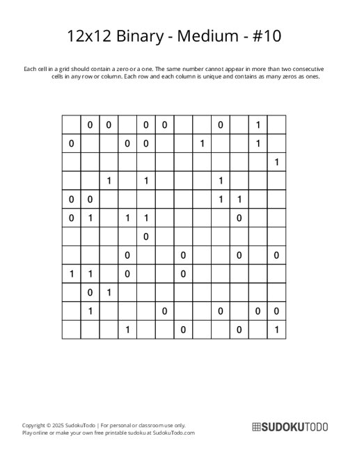 12x12 Binary - Medium - 10