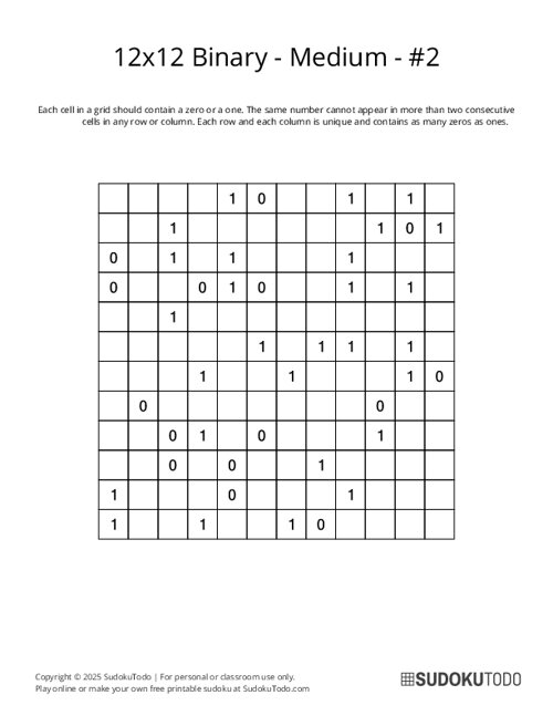12x12 Binary - Medium - 2