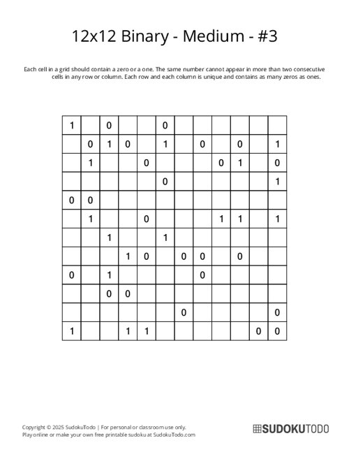 12x12 Binary - Medium - 3