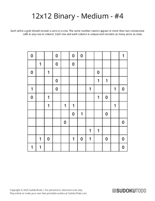 12x12 Binary - Medium - 4
