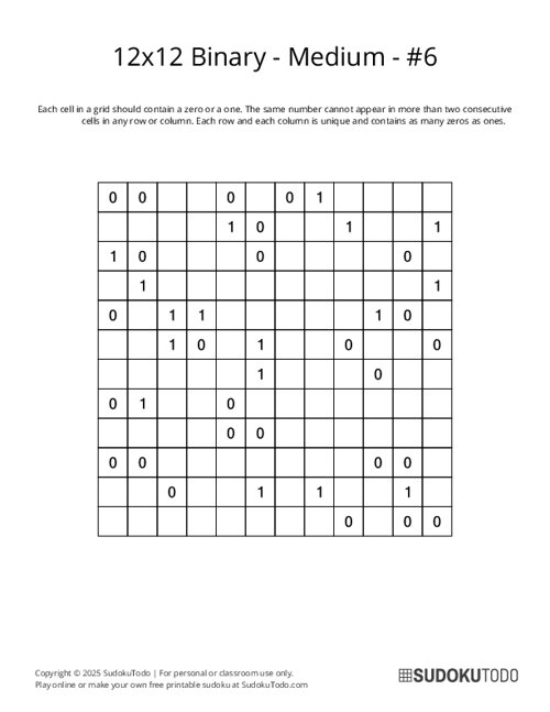 12x12 Binary - Medium - 6