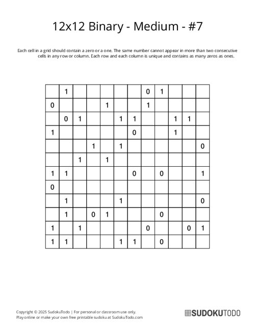 12x12 Binary - Medium - 7