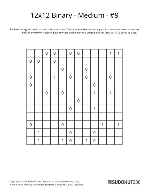 12x12 Binary - Medium - 9