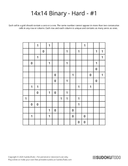 14x14 Binary - Hard - 1