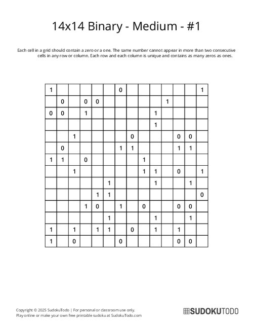 14x14 Binary - Medium - 1