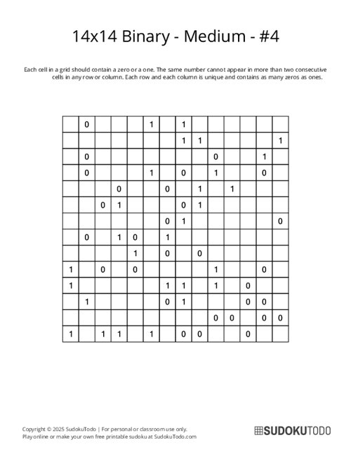 14x14 Binary - Medium - 4