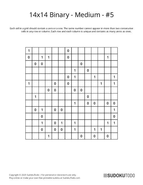 14x14 Binary - Medium - 5