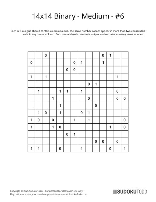 14x14 Binary - Medium - 6