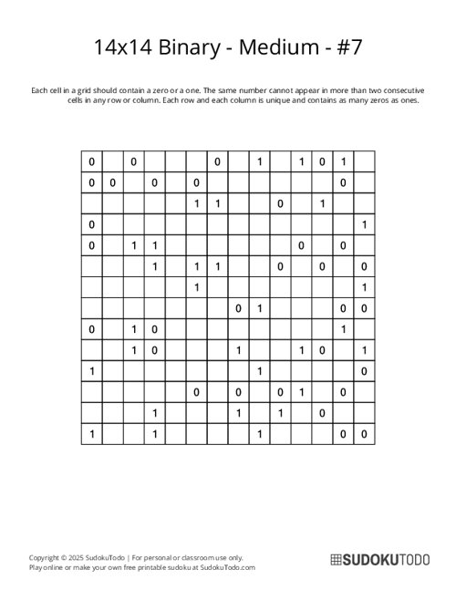 14x14 Binary - Medium - 7