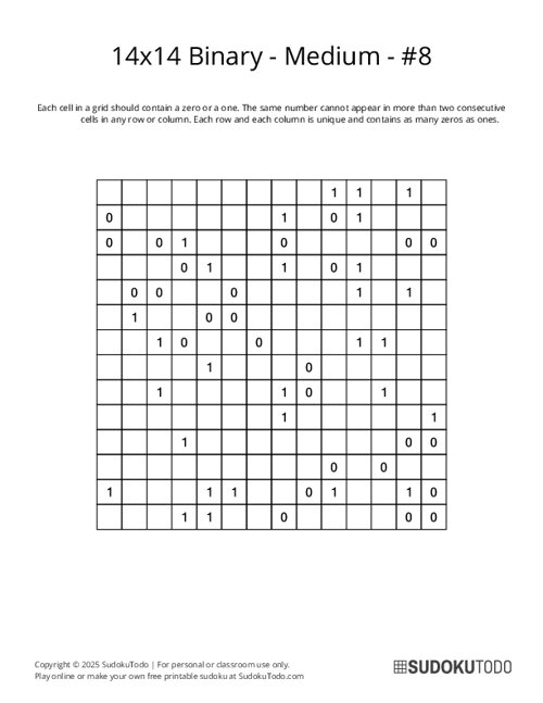 14x14 Binary - Medium - 8