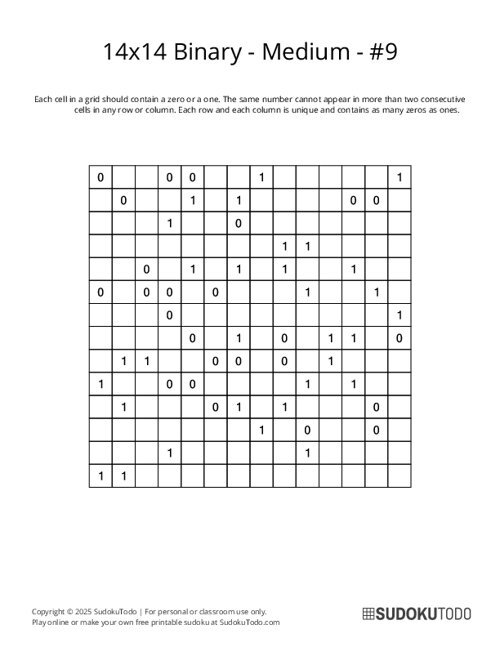 14x14 Binary - Medium - 9