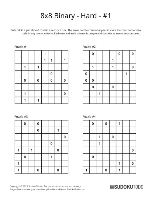 8x8 Binary - Hard - 1