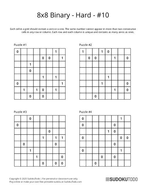 8x8 Binary - Hard - 10