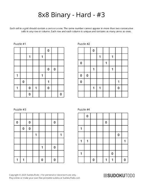 8x8 Binary - Hard - 3