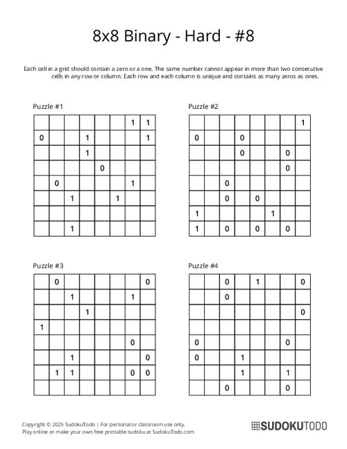 8x8 Binary - Hard - 8