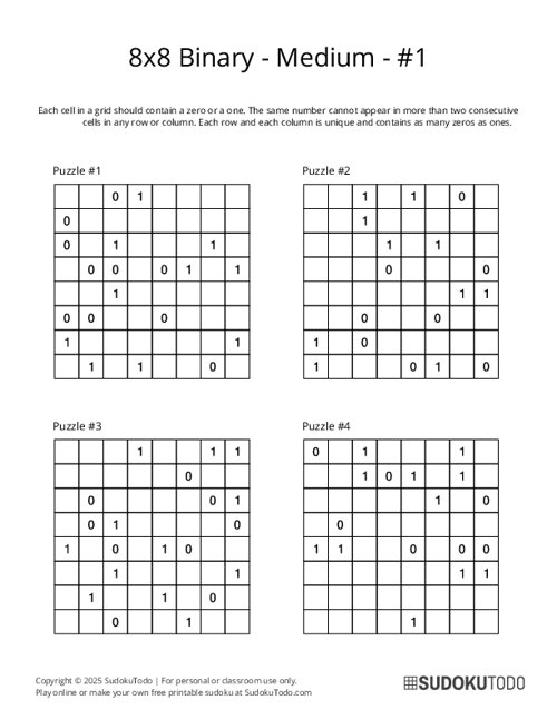 8x8 Binary - Medium - 1