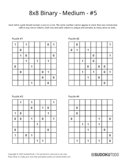 8x8 Binary - Medium - 5