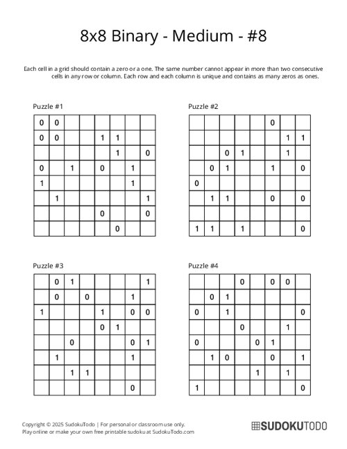 8x8 Binary - Medium - 8