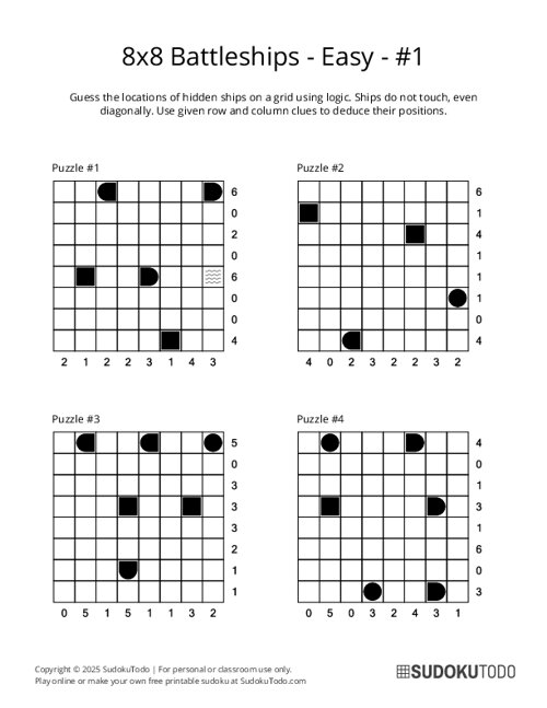 8x8 Battleships - Easy - 1