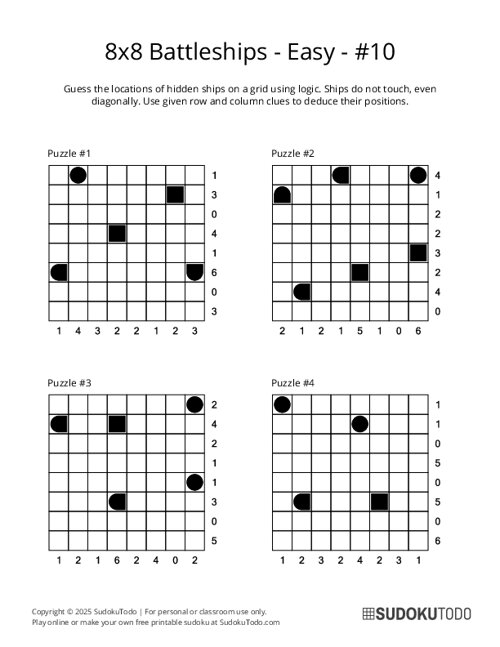 8x8 Battleships - Easy - 10