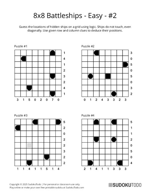 8x8 Battleships - Easy - 2