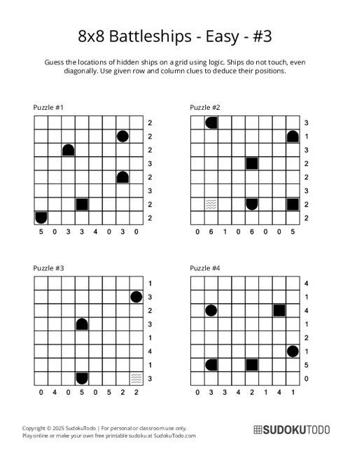 8x8 Battleships - Easy - 3