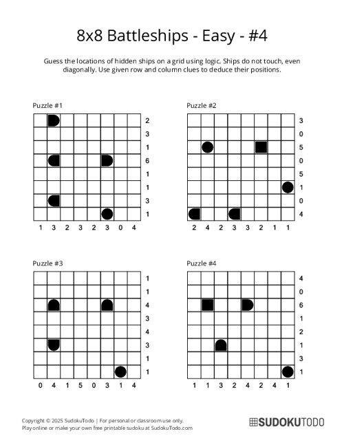 8x8 Battleships - Easy - 4