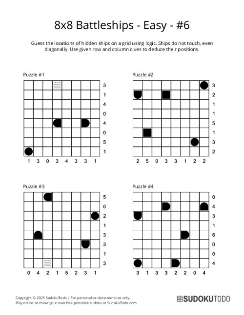 8x8 Battleships - Easy - 6