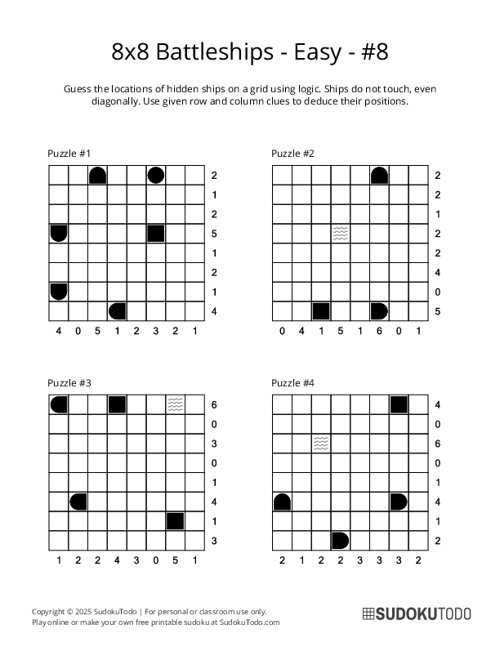 8x8 Battleships - Easy - 8