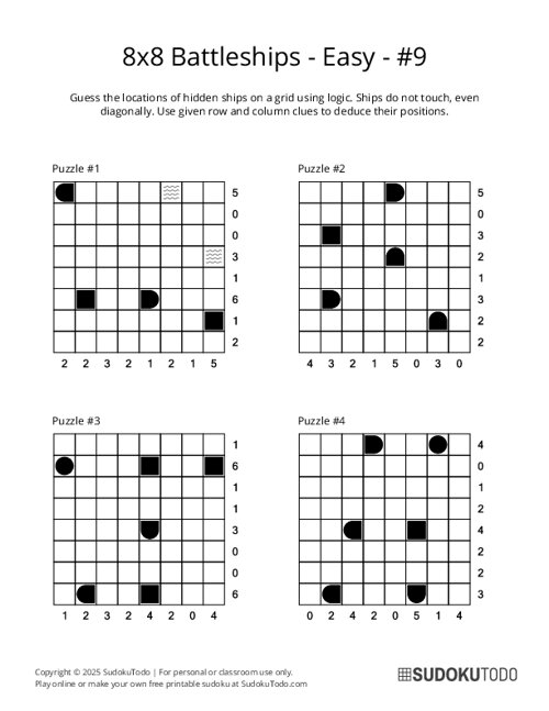8x8 Battleships - Easy - 9