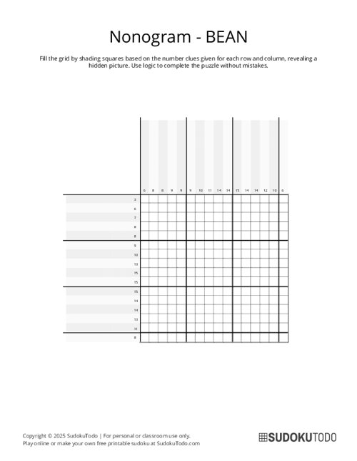 Nonogram - Easy - Bean