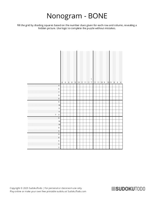 Nonogram - Medium - Bone