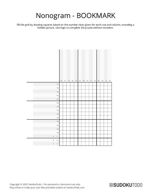 Nonogram - Easy - Bookmark