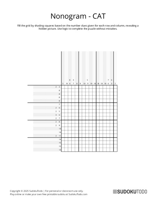 Free Printable Nonogram Puzzles