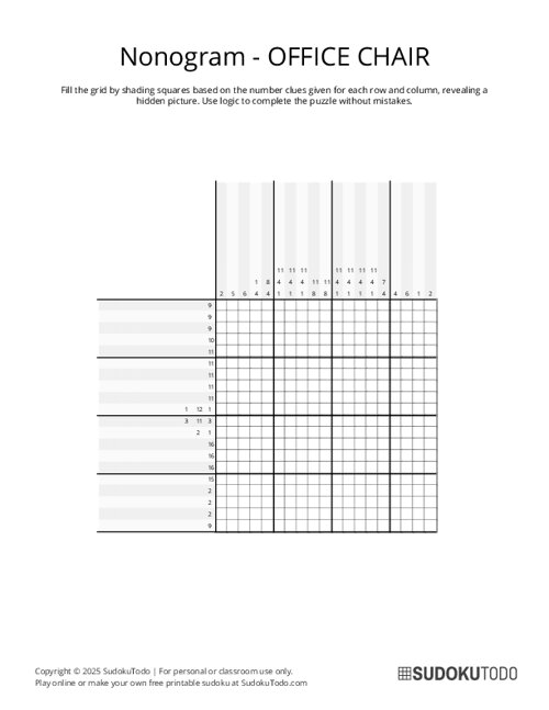 Nonogram - Hard - Office Chair