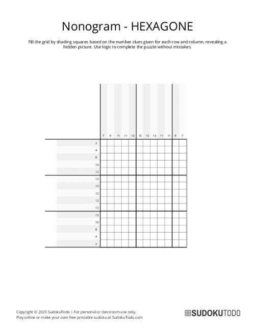Nonogram - Easy - Hexagone