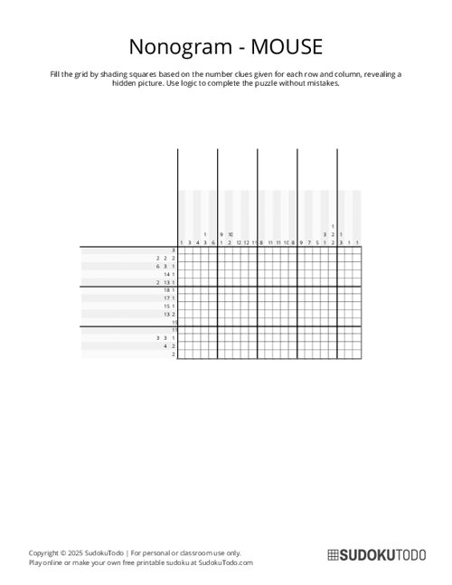 Nonogram - Hard - Mouse