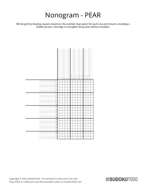 Nonogram - Medium - Pear