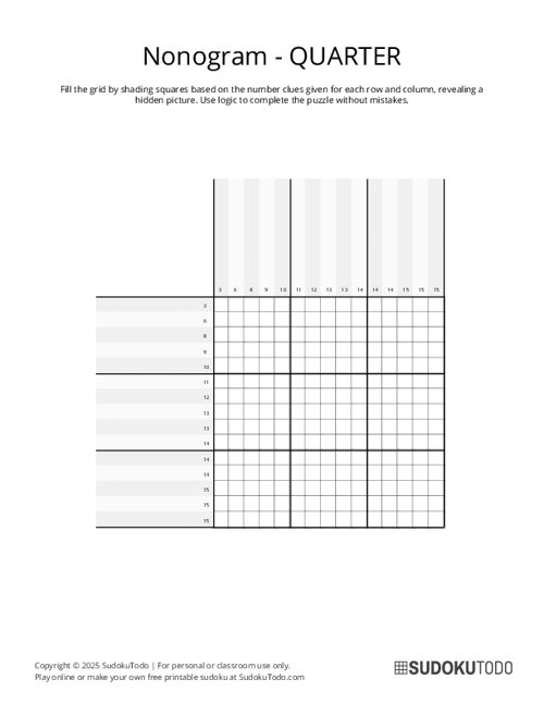 Nonogram - Easy - Quarter of Circle