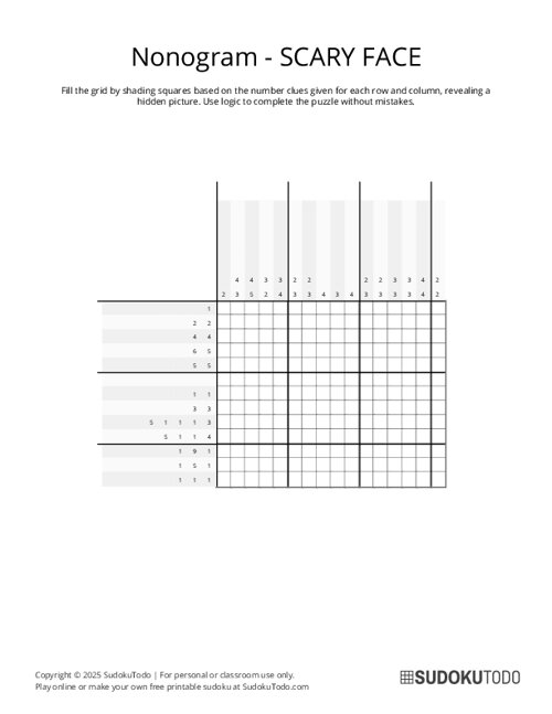 Nonogram - Hard - Scary Face