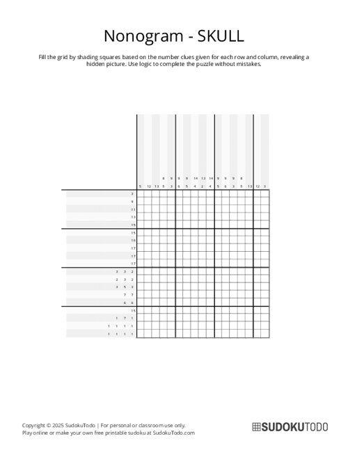Nonogram - Hard - Skull Face
