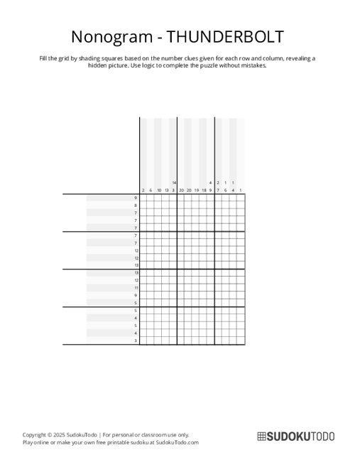 Nonogram - Medium - Thunderbolt