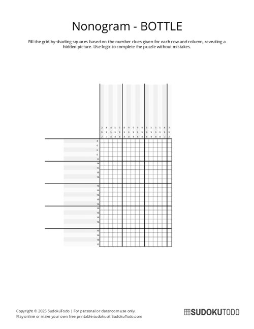 Nonogram - Medium - Bottle