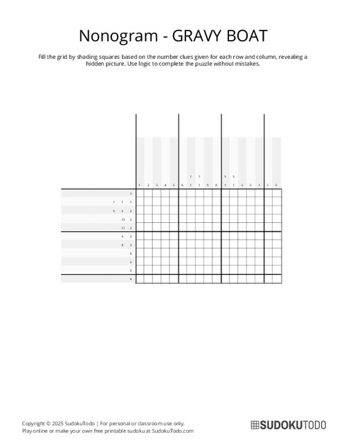 Nonogram - Easy - Gravy Boat