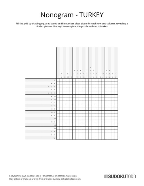 Nonogram - Hard - Turkey
