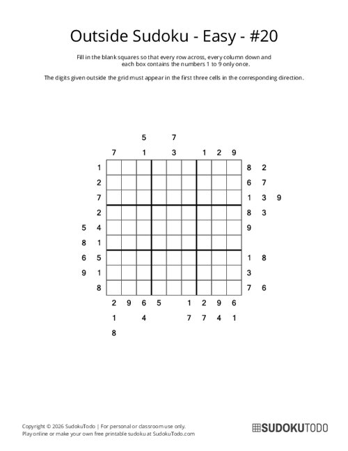 Outside Sudoku - Easy - 20