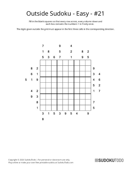 Outside Sudoku - Easy - 21