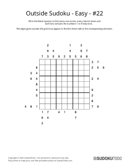Outside Sudoku - Easy - 22